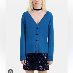 $295 The Kooples Button back Blue Sweater Cardigan NWT XS